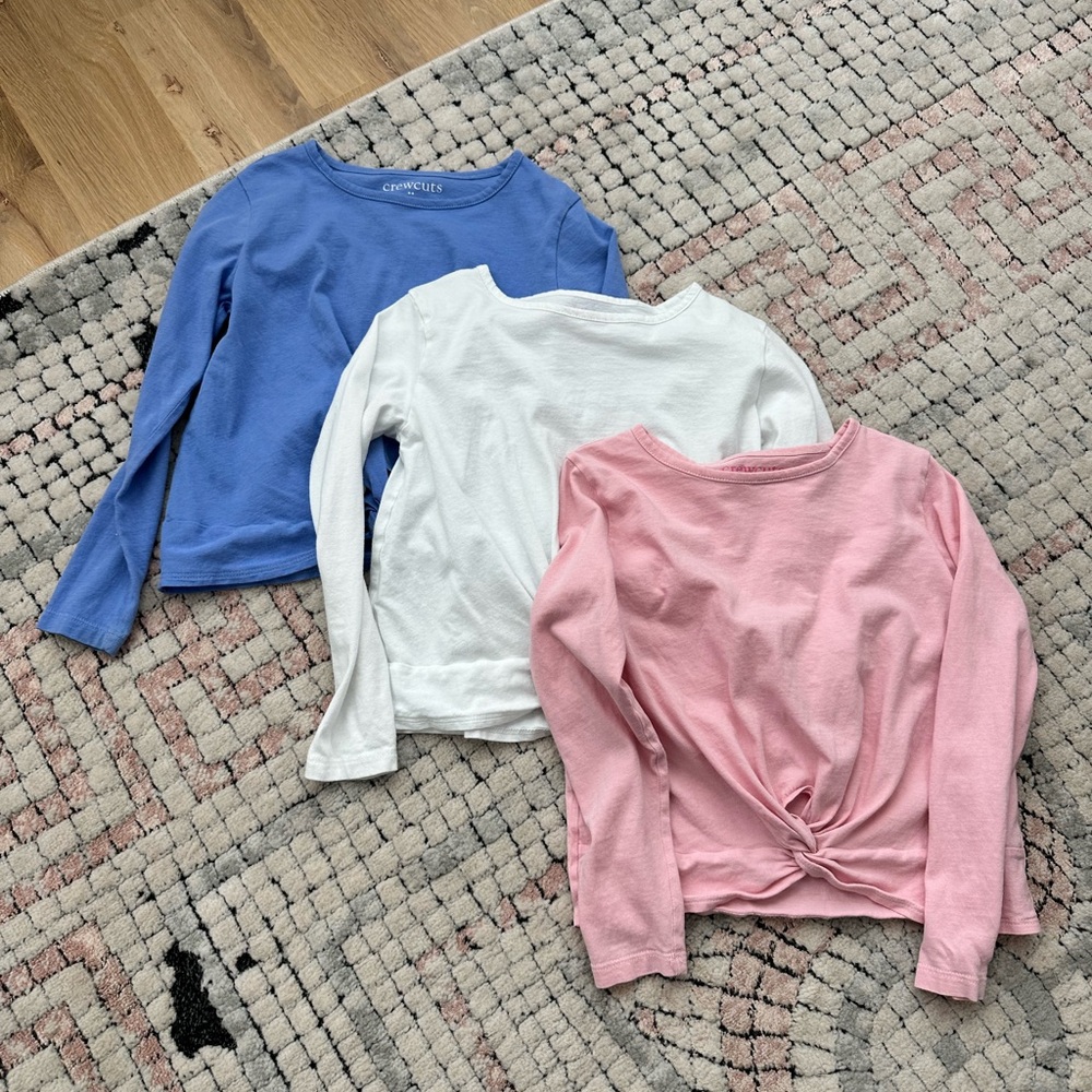 Crewcuts Long Sleeve Tees - Blue, White, Pink